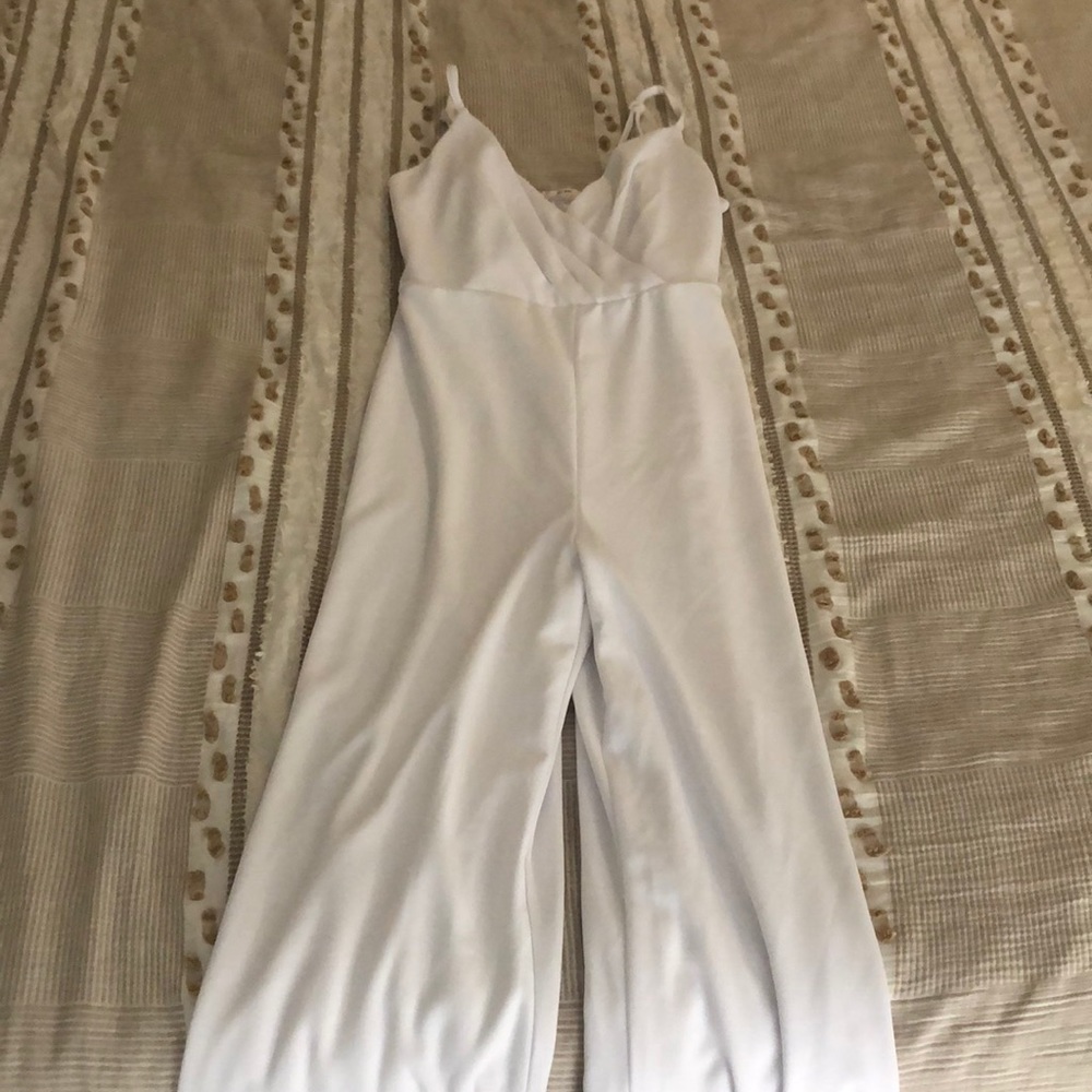 Long white spaghetti strap romper